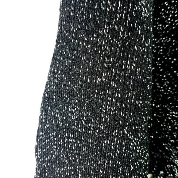 Vintage Black Sparkly Cropped Tasseled Tinsel 3/4 Sleeve Sweater Rosanna Med. - Picture 5 of 8